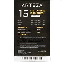 Arteza® Handmade Taklon Hair 15 Piece Miniature Detail Paint Brush Set