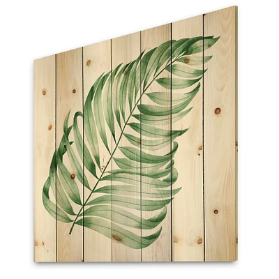 Designart - Tropical Leaf Of Monstera II - Farmhouse Print on Natural Pine Wood