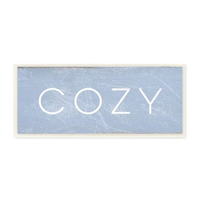 Stupell Industries Cozy Text Charming Distressed Blue Paint, 7" x 17"