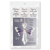 Solid Oak February/Amethyst Birthstone Angel Crystal Suncatcher Ornament Kit