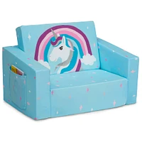 Delta Children Blue Unicorn Cozee Flip Out 2-in-1 Convertible Chair to Lounger