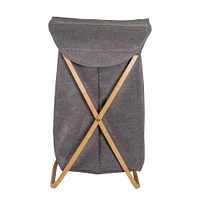 Honey Can Do Gray Bamboo & Canvas Laundry Hamper