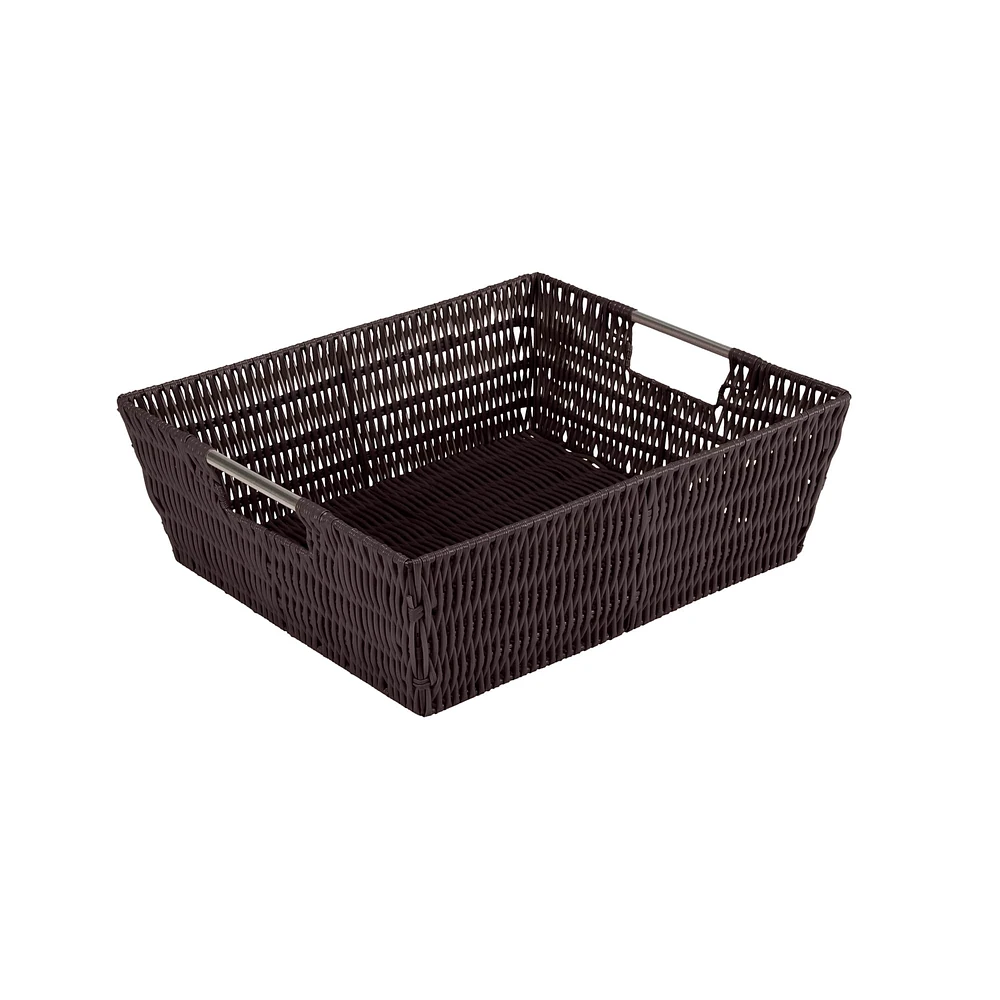 Simplify Chocolate Shelf Storage Rattan Tote Basket