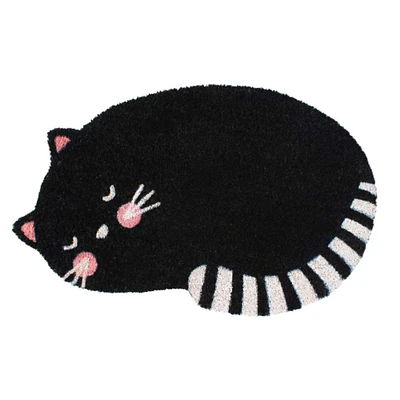 RugSmith Black Cat Machine Tufted Doormat