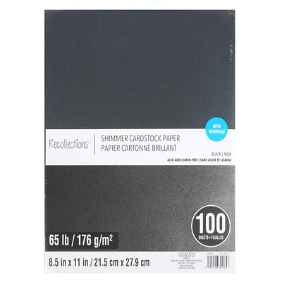 Black Shimmer 8.5" x 11" Cardstock Paper by Recollections™, 100 Sheets
