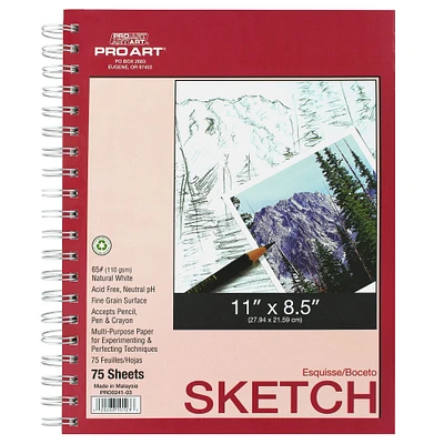 Pro Art® Side Wire Sketch Pad, 8.5" x 11"