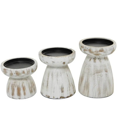 White Coastal Candle Holder Set