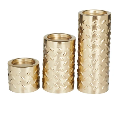 Gold Contemporary Candle Holder Set