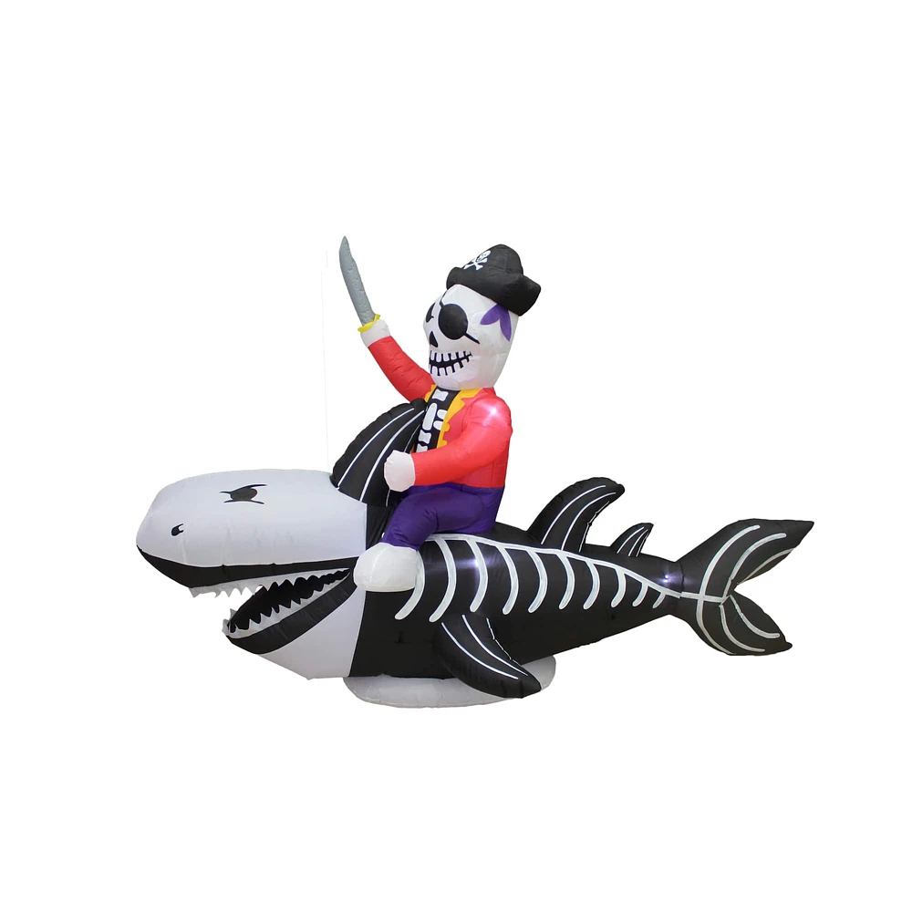 8ft. Inflatable Skeleton Shark & Pirate