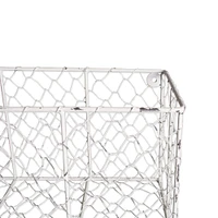 DII® Small Antique White Wall Mount Chicken Wire Baskets, 2ct.