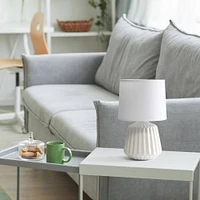 Simple Designs 11.3" Petite Off White Pleated Base Table Lamp