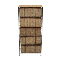 Household Essentials 5 Drawer Seagrass Wicker Storage Unit