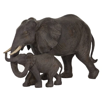 14" Dark Brown Eclectic Elephant Sculpture