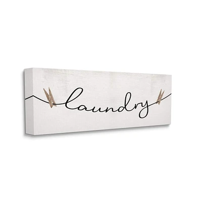 Stupell Industries Clothespins on the Laundry Line Typography  Canvas Wall Art