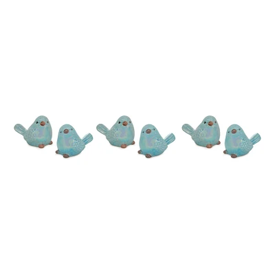 Iridescent Ceramic Bird Figurines Set