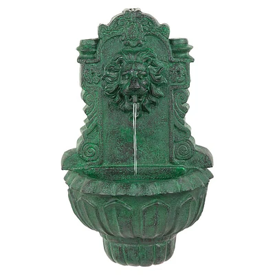 25" Casa Del Lago Lion Head Wall Niche Sculptural Fountain