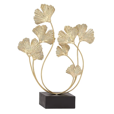 22" Gold Metal Modern Nature Sculpture