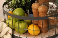 Wire Baskets with Wooden Base & Handles, 2ct.