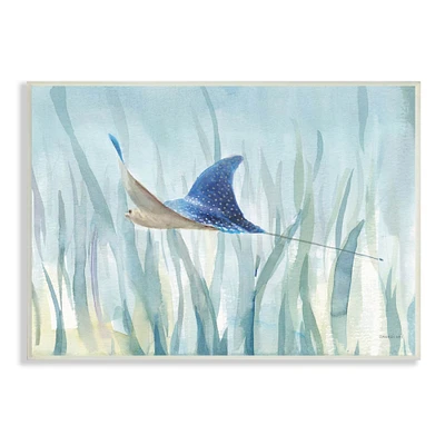 Stupell Industries Stingray Aquatic Animal Ocean Blue Spotted Sea Creature Wall Plaque