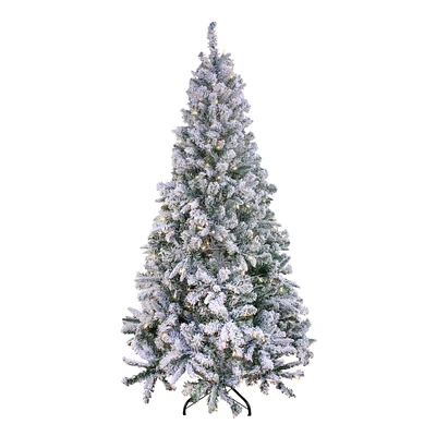 6.5ft. Pre-Lit Snowy Mixed Pine Artificial Christmas Tree, Clear Lights