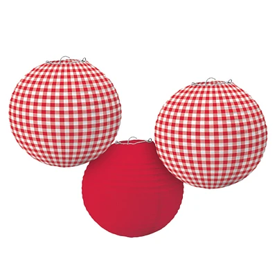 Summer Picnic Gingham Paper Lanterns, 6ct.