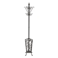 74" Black Metal Traditional Coat Rack