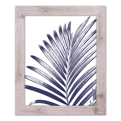 Navy Palm Leaf Wall Print in Western Frame