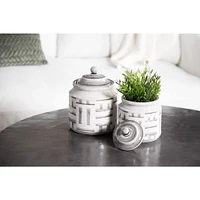 Beige & Gray Ceramic Decorative Jar Set