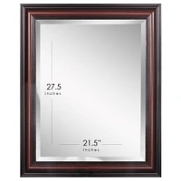 Head West Deep Cherry 28" x 34" Framed Beveled Accent Vanity Mirror