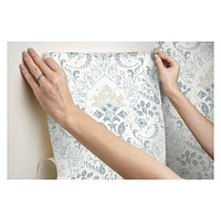 RoomMates White & Blue Persian Damask Peel & Stick Wallpaper