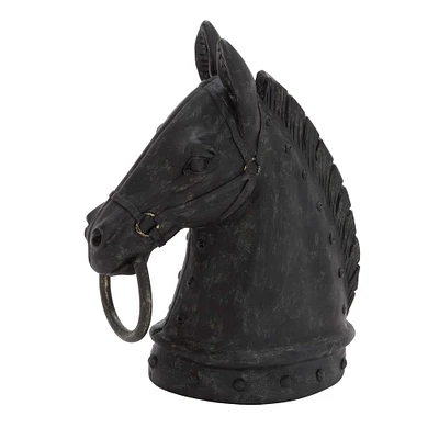 12" Black Polystone Horse Head Sculpture