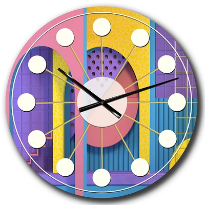 Designart 'Abstract Retro Geometric Architecture Mid-Century Modern Wall Clock