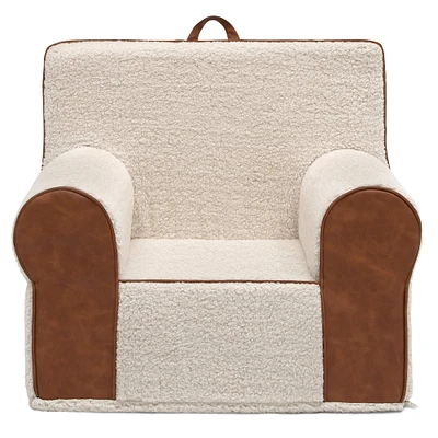 Deluxe Cozee Sherpa Chair With Brown Leather