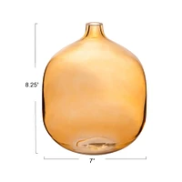 8" Amber Modern Round Tinted Glass Vase