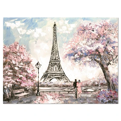 Designart - Eiffel with Pink Flowers