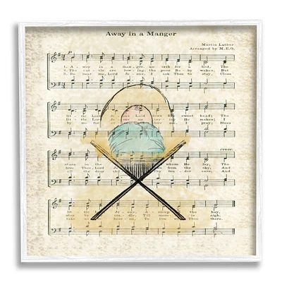 Stupell Industries Baby Jesus Cradle Away In Manger Musical Script Framed Wall Art