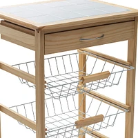 Organize It All 3-Tier Basket & Drawer Kitchen Cart