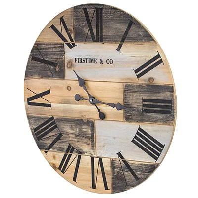 Firstime & Co Oversized Wood Vintage Wall Clock 24"