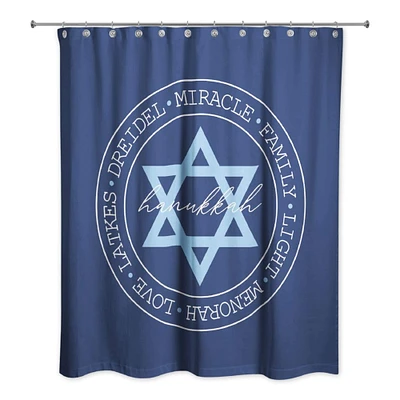 Hanukkah Words in a Circle Shower Curtain