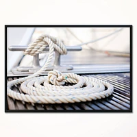 Designart - White Nautical Mooring Rope - Modern Landscape Framed Canvas Art