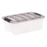 IRIS® Stack & Pull™ Clear Storage Box with Gray Lid