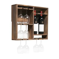 Elegant Designs Wall Mounted Wine Rack Shelf & Glass Holder