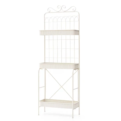 Glitzhome® 68" 3-Tier White Metal Shelf Planter Stand