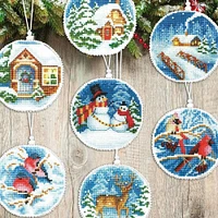 Crystal Art Christmas Tree Toy Plastic Canvas Counted Cross Stitch Kit Set Of Pictures Winter Evening