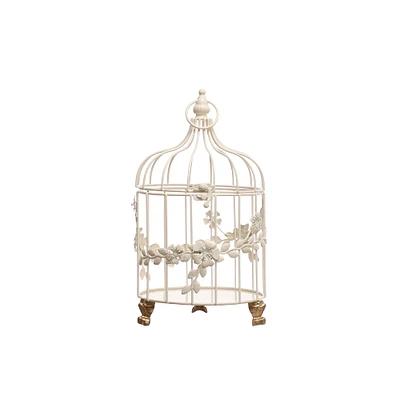 14" White Floral Tabletop Birdcage by Ashland®