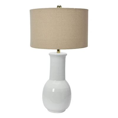 31" White and Natural Terracotta Table Lamp Set with Linen Shade