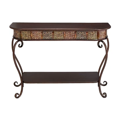Dark Brown Traditional Metal Console Table, 32" x 43"