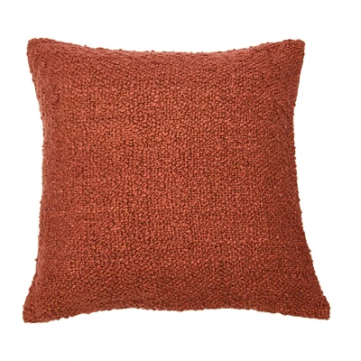 20'' Red Square Boucle Cotton Pillow Cover