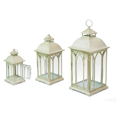 Ivory Metal Lantern Set, 11", 15.75" & 20"