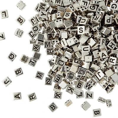 12 Pack: Rhodium Alphabet Plastic Craft Beads, 8mm by Bead Landing™